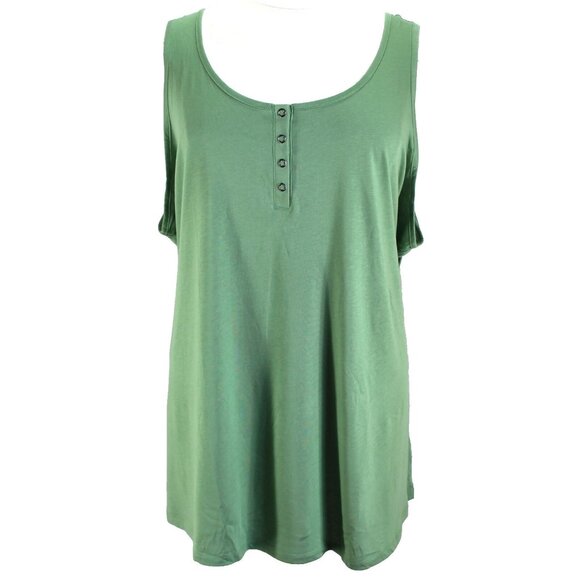 Torrid Henley Tank Top Womens Size 6 6X Green Scoop Neck Classic Fit Womens - Picture 1 of 7